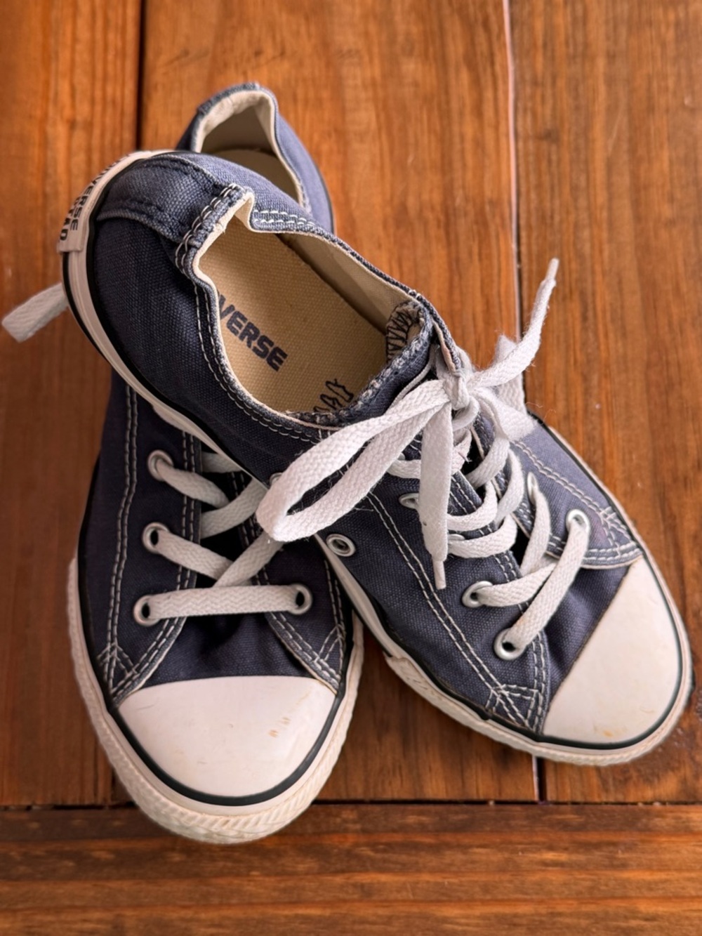 Converse Kids Navy and White Low-Top Canvas Sneakers